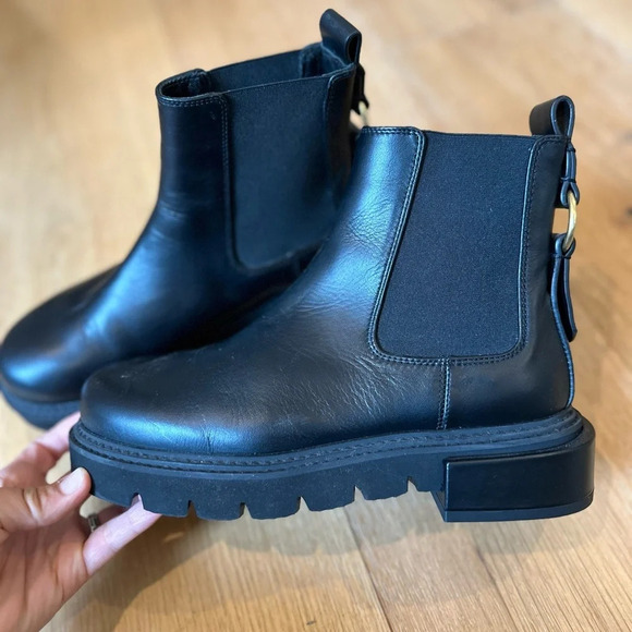 Frame le London Chelsea lug sole leather moto boot - Picture 1 of 11
